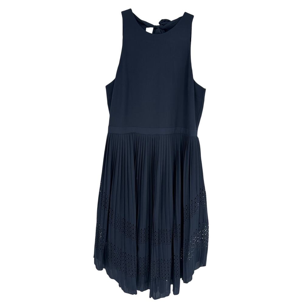Banana Republic Blue Eyelet Sleeveless Midi Dress 12 Lined Wedding Guest Cottage